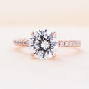 Stylishwe 2.0カラット ラウンドカット ピンクゴールド 婚約指輪 スターリングシルバー - stylish we