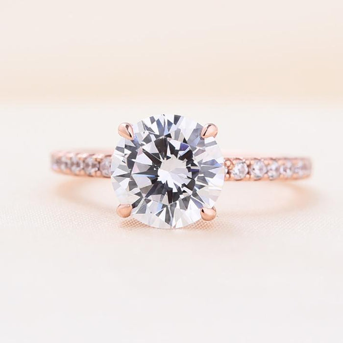 経典 Stylishwe 婚約指輪 ピンクゴールド ラウンドカット 2.0カラット アクセサリー