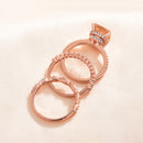 Stylishwe 5.0カラット ローズゴールド クッションカット 3pc  セットリング スターリングシルバー - stylish we