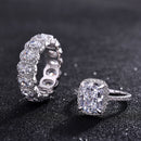 Stylishwe ゴージャス 4.0カラット クッションカット ヘイロー 指輪セット