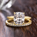 Stylishwe 3.0カラット イエローゴールド クッションカット 指輪セット
