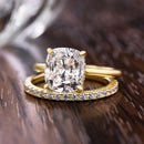 Stylishwe 3.0カラット イエローゴールド クッションカット 指輪セット