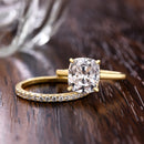 Stylishwe 3.0カラット イエローゴールド クッションカット 指輪セット