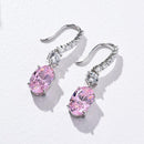 Stylishwe 4.0ct  ラグジュアリー ピンクサファイア オーバルカット スターリングシルバー ドロップ ピアス - stylish we