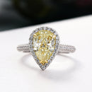 Stylishwe 3.0カラット ヘイロー ペアーカット イエローサファイア 婚約指輪 - stylish we