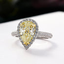 Stylishwe 3.0カラット ヘイロー ペアーカット イエローサファイア 婚約指輪 - stylish we