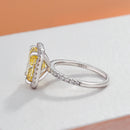 Stylishwe 3.0カラット ヘイロー ラディアントカット イエローサファイア 婚約指輪 - stylish we