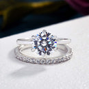 Stylishwe クラッシク 2.0カラット ブランドカット スターリングシルバー ホワイトゴールド 結婚指輪 リングセット - stylish we