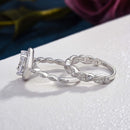 Stylishwe ビンテージ 1.5カラット 葉と藤 アールデコ ヘイロー オーバルカット 指輪セット - stylish we