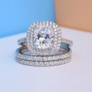 Stylishwe 2.0カラット ヘイロー クッションカット セットリング スターリングシルバー - stylish we