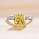 Stylishwe 3.0カラット ラディアントカット 合成イエローサファイア 婚約指輪