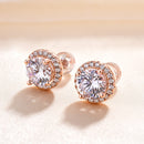 Stylishwe 1.2カラット ハロー キュービックジルコニア 両耳用 金属アレルギー対応 スタッド ピアス