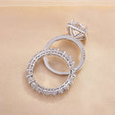 Stylishwe エレガント 3.2カラット クッションカット ヘイロー 指輪セット スターリングシルバー - stylish we