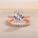 Stylishwe 3.50ct Classic Pink Gold Oval Cut Ring Set 