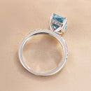 Stylishwe 3.3カラット ラディアントカット 合成アクアマリン 婚約指輪