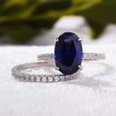 Stylishwe 3.50カラット サファイア オーバルカット 指輪セット スターリングシルバー