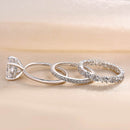 Stylishwe  3.0カラット ホワイトゴールド クッションカット 指輪セット