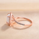Stylishwe 3.2 Carat Pink Gold Cushion Cut Opal Stone Engagement Ring 