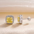 Stylishwe 2.0カラット イエローサファイア ヘイロー ピアス