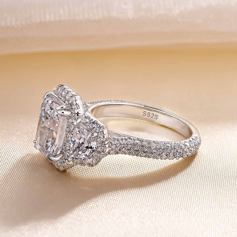 Stylishwe  2.5カラット ラディアントカット スリーストーン 婚約指輪