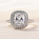 Stylishwe ダブルヘイロー クッションカット 婚約指輪 スターリングシルバー - stylish we