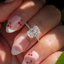 Stylishwe ラグジュリアス 3.30カラット ホワイトゴールド ラディアント 婚約指輪 スターリングシルバー - stylish we