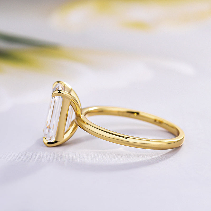Stylishwe 3.5カラット ソリティアリング クラシック エメラルドカット 婚約指輪