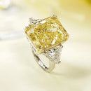 Stylishwe 4.0 Carat Radiant Cut &amp; Triangle Cut Yellow Sapphire Engagement Ring Sterling Silver 