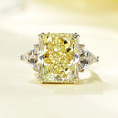 Stylishwe 4.0 Carat Radiant Cut &amp; Triangle Cut Yellow Sapphire Engagement Ring Sterling Silver 