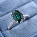 Stylishwe クラシック 3.5ct オーバルカット エメラルドグリーン 婚約指輪 スターリングシルバー - stylish we