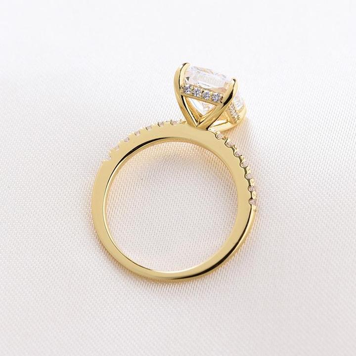 Stylishwe 3.30カラット イエローゴールド ラディアントカット 婚約指輪 スターリングシルバー - stylish we