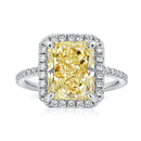 Stylishwe 3.0カラット ヘイロー ラディアントカット イエローサファイア 婚約指輪 - stylish we