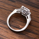 Stylishwe 豪華 4.0カラット ラディアントカット 3 ストーン レディース 婚約指輪 スターリングシルバー エンゲージリング - stylish we