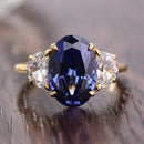 Stylishwe クラシック 3.5カラットブルーサファイア オーバルカット スターリングシルバー 婚約指輪 - stylish we