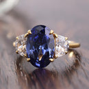 Stylishwe クラシック 3.5カラットブルーサファイア オーバルカット スターリングシルバー 婚約指輪 - stylish we