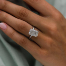 Stylishwe ラグジュリアス 5.0カラット ホワイトゴールド ラディアント 婚約指輪 スターリングシルバー - stylish we