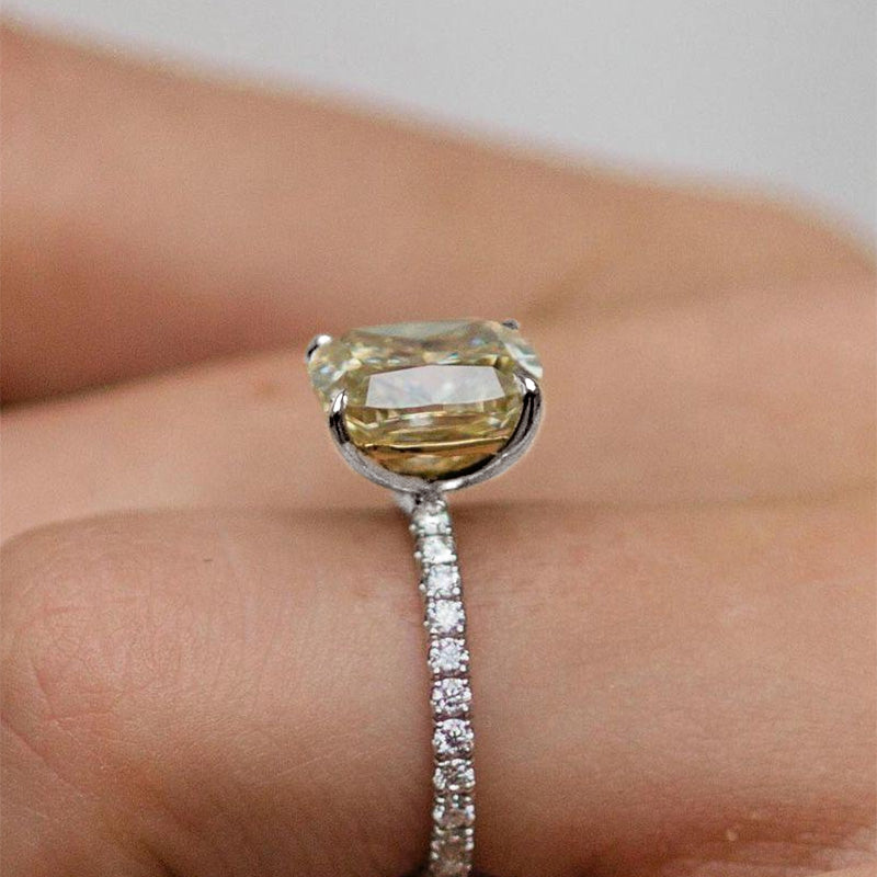 Stylishwe 3.0カラット ラディアントカット イエローサファイア 婚約指輪