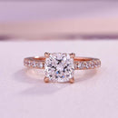 Stylishwe 1.5 Carat Cushion Cut Pink Gold Engagement Ring 