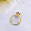 Stylishwe イエローゴールド 6本爪 ラウンドカット 婚約指輪