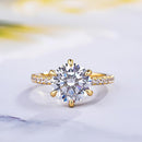 Stylishwe イエローゴールド 6本爪 ラウンドカット 婚約指輪