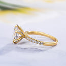 Stylishwe イエローゴールド 6本爪 ラウンドカット 婚約指輪