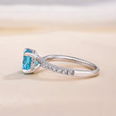 Stylishwe Classic 2.0 Carat Light Aquamarine Blue Pull Sterling Silver Engagement Ring 