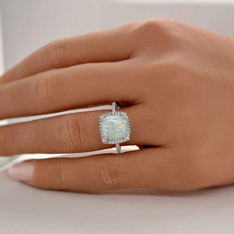 Stylishwe  4.0カラット クッションカット オーパルストーン 婚約指輪
