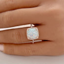 Stylishwe 3.2 Carat Pink Gold Cushion Cut Opal Stone Engagement Ring 