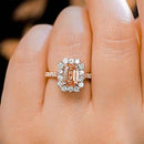 Stylishwe 2.2カラット エメラルドカット パパラチャ 4プロング 婚約指輪