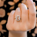 Stylishwe 2.2カラット エメラルドカット パパラチャ 4プロング 婚約指輪