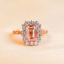 Stylishwe 2.2カラット エメラルドカット パパラチャ 4プロング 婚約指輪