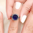 Stylishwe 2.0 Carat Round Cut Blue Sapphire 4 Prong Engagement Ring 