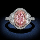 Stylishwe 1.5カラット ホワイトゴールド オーバルカット ピンクサファイア 婚約指輪