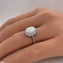 Stylishwe 4.0 Carat Oval Cut Opal Stone Engagement Ring 